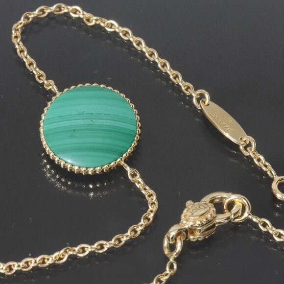 Dior Rose Devan Diamond Leather AU 750 18K Yellow Gold Green E1069 - Picture 2 of 5